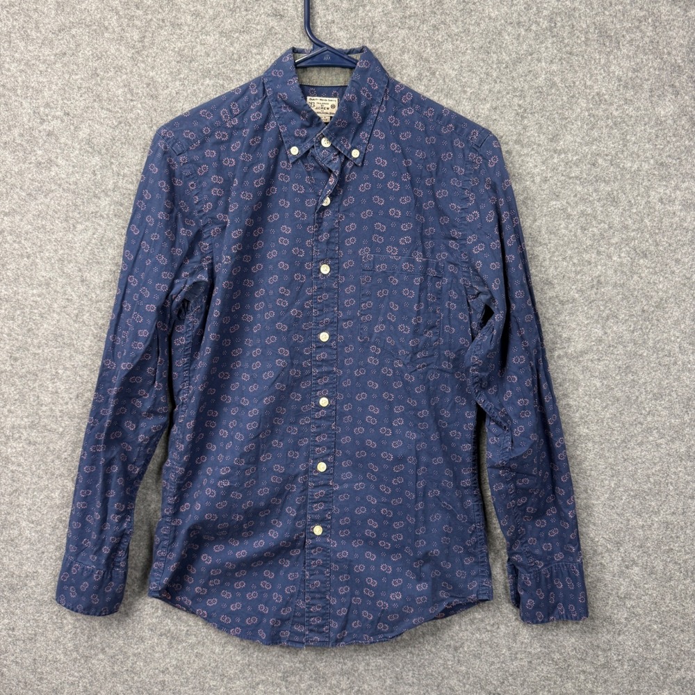 J.Crew Mens XS Tailored Button Down Shirt Navy Pink Floral Geo Print Cotton